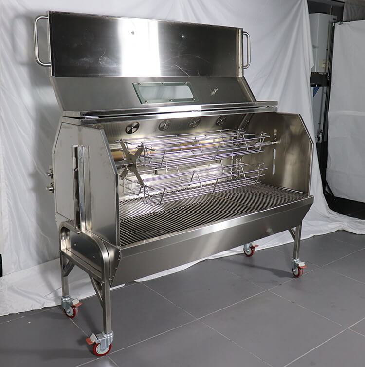 large gas and charcoal pig lamb spit roaster